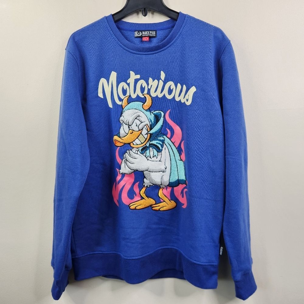 Black Pike Mens Notorious Demon Duck Long Sleeve Sweatshirt Large